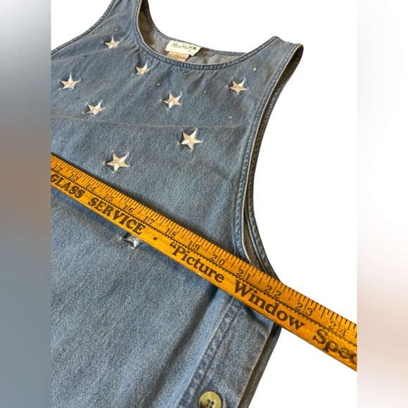 THE QUACKER FACTORY Celestial Star Embroidered Denim Shift Dress Size Large - Picture 7 of 10